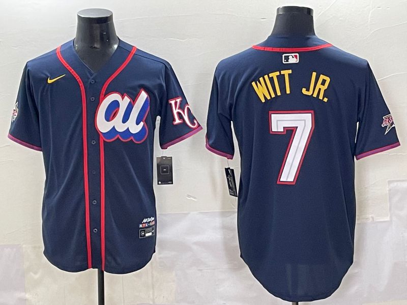 Men 2025 Kansas City Royals #7 Witt jr Drak Blue All star Blank Blue Nike MLB Jersey style 1->kansas city royals->MLB Jersey